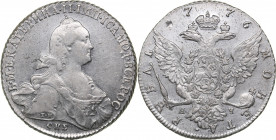 Russia Rouble 1776 СПБ-ЯЧ
23.59 g. AU/AU Mint luster. Rare condition! Bitkin# 228. Catherine II (1762-1796)