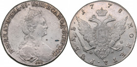 Russia Rouble 1778 СПБ-ФЛ
24.20 g. AU/AU Mint luster. Bitkin# 186. Catherine II (1762-1796)