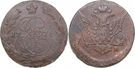 Russia 5 kopecks 1778 ЕМ
55.20 g. VF+/VF+ Bitkin# 627. Eagle type 1770-1777. Catherine II (1762-1796)