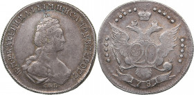 Russia 20 kopeks 1781 СПБ
5.22 g. VF+/XF Bitkin# 391. Catherine II (1762-1796)