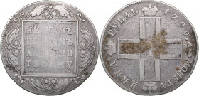 Russia Rouble 1799 СМ-МБ
20.36 g. VF-/F Bitkin# 35. Paul I (1796-1801)