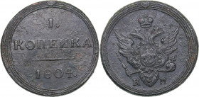 Russia 1 kopek 1804 КМ
9.96 g. VF/VF Bitkin# 443 R1. Very rare! Alexander I (1801-1825)
