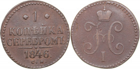 Russia 1 kopeck 1846 СМ
9.47 g. VF/F Bitkin# 769. Nicholas I (1826-1855)
