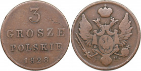Russia - Poland 3 grosze 1828 FH
7.98 g. VF/F Bitkin# 1032. Nicholas I (1826-1855)