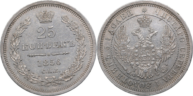 Russia 25 kopeks 1856 СПБ-ФБ
5.13 g. AU/AU Mint luster. PROOFLIKE Bitkin# 54. Al...