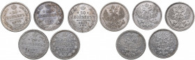 Russia 20 kopeks 1861, 1862, 1869, 1872, 1877 (5)
VF-XF Alexander II (1854-1881)