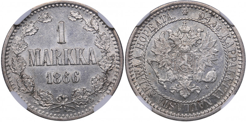 Russia - Grand Duchy of Finland 1 markka 1866 S - NGC UNC Details
Mint luster. R...