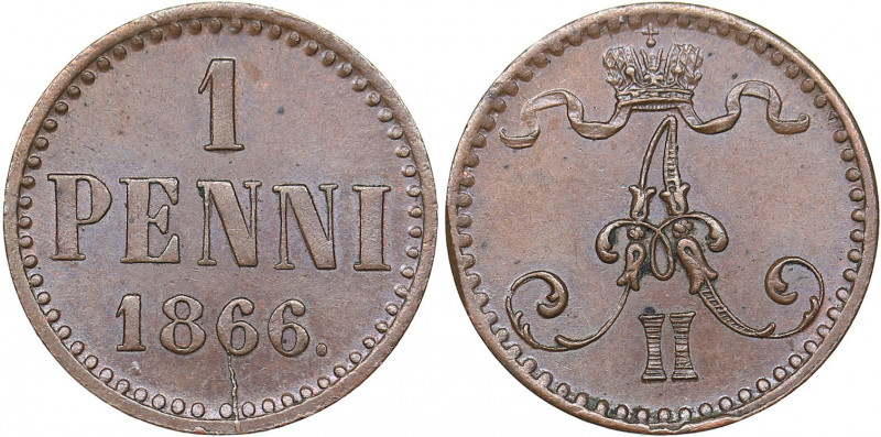 Russia - Grand Duchy of Finland 1 penni 1866
1.24 g. UNC/UNC Rare condition! Bit...