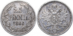 Russia - Grand Duchy of Finland 25 pennia 1866 S
1.28 g. XF/XF Bitkin# 642. Alexander II (1854-1881)