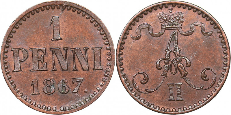 Russia - Grand Duchy of Finland 1 penni 1867
1.24 g. UNC/UNC Mint luster. Very r...