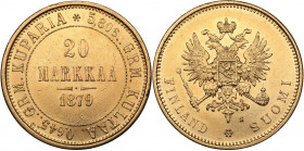 Russia - Grand Duchy of Finland 20 markkaa 1879 S
6.45 g. XF/AU Mint luster. Bitkin# 612. Alexander II (1854-1881)
