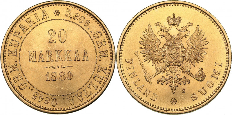 Russia - Grand Duchy of Finland 20 markkaa 1880 S
6.46 g. UNC/UNC Mint luster. R...