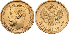 Russia 5 roubles 1899 ФЗ
4.30 g. XF/AU Mint luster. Bitkin# 24. Nicholas II (1894-1917)