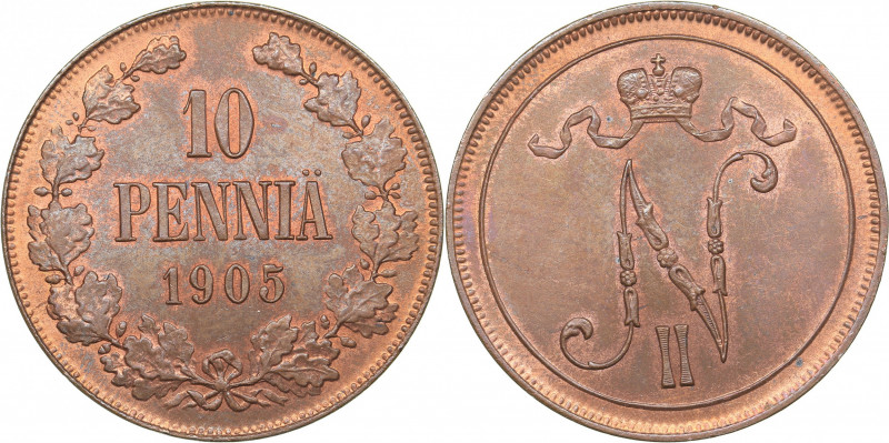 Russia - Grand Duchy of Finland 10 penniä 1905
12.77 g. UNC/UNC Mint luster. Rar...