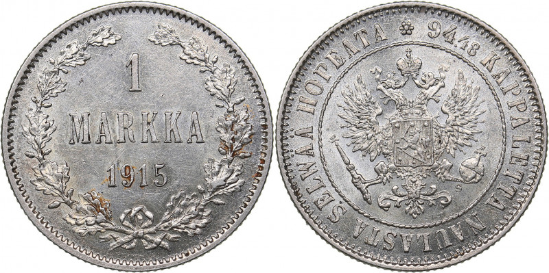 Russia - Grand Duchy of Finland 1 markkaa 1915 S
5.17 g. XF/UNC Mint luster! Bit...