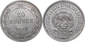 Russia - USSR 20 kopek 1923
3.59 g. UNC/UNC Mint luster. Fedorin# 6.