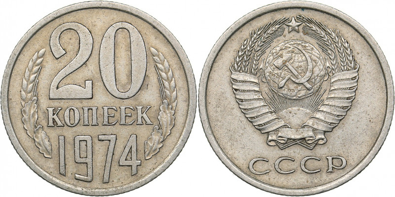 Russia - USSR 20 kopek 1974
3.25 g. XF/XF Fedorin# 125.