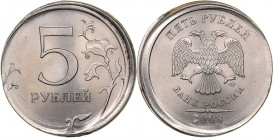 Russia 5 roubles 2008
6.48 g. UNC/UNC Mint luster. Extremely rare mint error - double strike.
