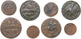 Coins of Russia (5)
Kopeck 1705, 1708; 1/2 kopeks 1910; Polushka 1793 without mint letters.