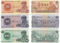Angola 20,50,100 kwanzas 1976
Pick# 109-111. UNC