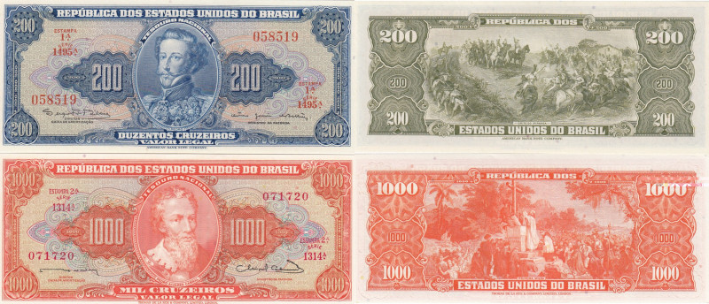 Brazil 200 cruzeiros 1964 & 1000 cruzeiros 1963
UNC Pick 171c,181