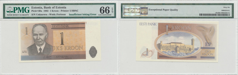 Estonia 1 kroon 1992 - PMG 66 EPQ - ERROR without serial number
Gem Uncirculated...