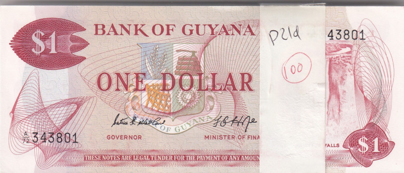 Guyana 1 dollar 1966-92 pangapakk (100)
Pick# 21d. UNC