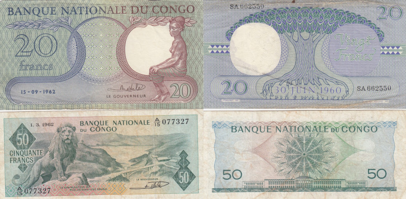 Congo Democratic Republic 20 & 50 francs 1962
F Pick 4,5