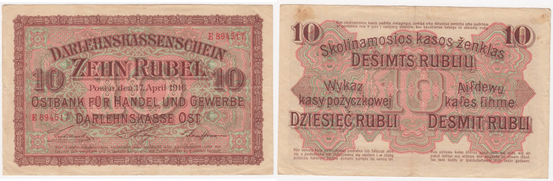 Germany - Posen 10 roubles 1916
XF- Pick# R124