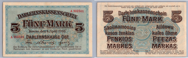 Germany - Lithuania Kowno (Kaunas) 5 mark 1918
AU Pick# R130