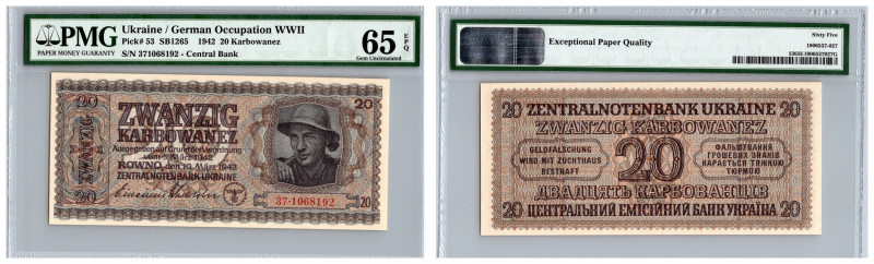 Ukraine / German occupation 20 karbowanez 1942 - PMG 65 EPQ
Gem Uncirculated. Pi...