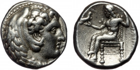 KINGS of MACEDON ( Silver. 17.19 g. 25 mm) Alexander III 'the Great'. 336-323 BC. Ar Tetradrachm Uncertain struck
Head of Herakles right, wearing lion...