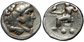 KINGS of MACEDON ( Silver. 16.89 g. 28 mm) Alexander III 'the Great'. 336-323 BC. Ar Tetradrachm Uncertain struck
Head of Herakles right, wearing lion...