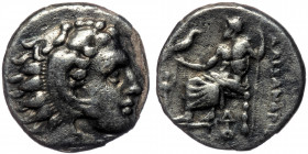 MACEDONIAN KINGDOM. (Silver. 4.0 g. 17 mm) Alexander III the Great (336-323 BC). AR drachm 
Lampsacos, ca. 328-323 BC. 
Head of Heracles right, wearin...