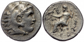 KINGS of MACEDON. ( Silver. 4.12 g. 18 mm)Alexander III 'the Great'. 336-323 BC. AR Drachm 
Head of Herakles right, wearing lion's skin.
Rev: Zeus Aët...
