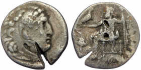 KINGS of MACEDON. ( Silver. 3.90 g. 19 mm)Alexander III 'the Great'. 336-323 BC. AR Drachm 
Head of Herakles right, wearing lion's skin.
Rev: Zeus Aët...