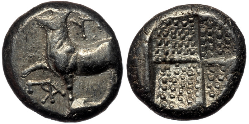 THRACE. Byzantion. ( Silver. 3.56 g. 14 mm) Drachm (Circa 387/6-340 BC). AR
Bull...