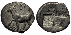 THRACE. Byzantion. ( Silver 3.62 g. 17 mm) Drachm (Circa 387/6-340 BC). AR
Bull standing left on dolphin left; 
Rev: Grained windmill incuse.
SNG BM B...