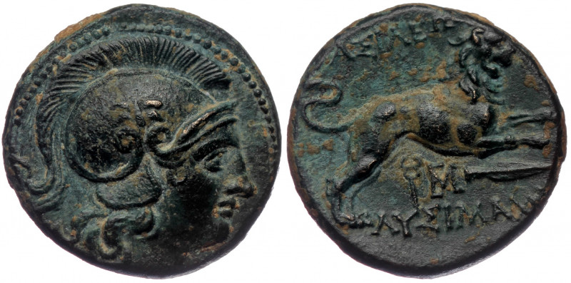 KINGS OF THRACE. ( Bronze. 5.34 g. 19 mm) Lysimachos, 305-281 BC. Lysimacheia. 
...