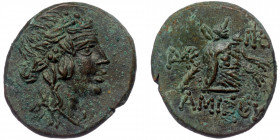 Pontos, Amisos. ( Bronze. 8.43 g. 22 mm)Time of Mithradates VI Eupator circa 120-63 BC, AE 
Head of Dionysos right, wearing ivy wreath
Rev: AMIΣOV - t...