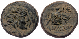 Pontos, Amisos. ( 8.68 g. 22 mm)Time of Mithradates VI Eupator circa 120-63 BC, AE 
Head of Dionysos right, wearing ivy wreath
Rev: AMIΣOV - thyrsos l...