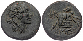 Pontos, Amisos. ( Bronze. 8.35 g. 22 mm)Time of Mithradates VI Eupator circa 120-63 BC, AE 
Head of Dionysos right, wearing ivy wreath
Rev: AMIΣOV - t...