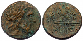 PONTOS. Amisos.( Bronze. 8.56 g. 21 mm)Time of Mithradates VI Eupator, circa 100-85 BC. AE 
Laureate head of Zeus to right.
Rev. AMIΣOY Eagle standing...