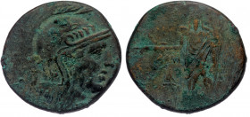 PONTOS.( Bronze. 18.87 g. 30 mm) Amisos. Time of Mithradates VI Eupator 120-63 BC. AE
Helmeted head of Athena right
Rev: AMI-[ΣOY], Perseus standing f...