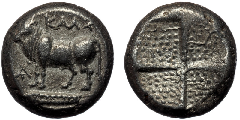 BITHYNIA. Calchedon. ( Silver.3.67 g. 13 mm) ) Drachm Circa 367-340 BC
Bull stan...