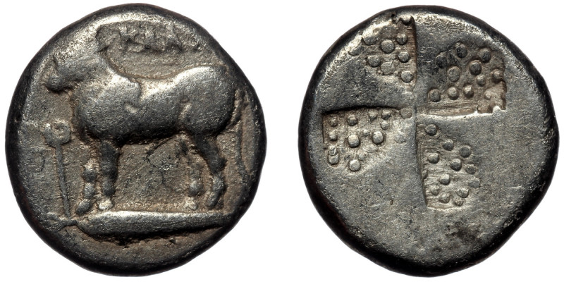 BITHYNIA. Calchedon. ( Silver. 3.73 g. 14 mm ) Drachm Circa 367-340 BC
Bull stan...