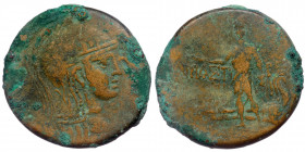 Paphlagonia. Amastris.( Bronze. 20.05 g. 30 mm) Time of Mithradates VI Eupator 90-85 BC. AE 
Helmeted head of Athena right, in crested helmet with Peg...