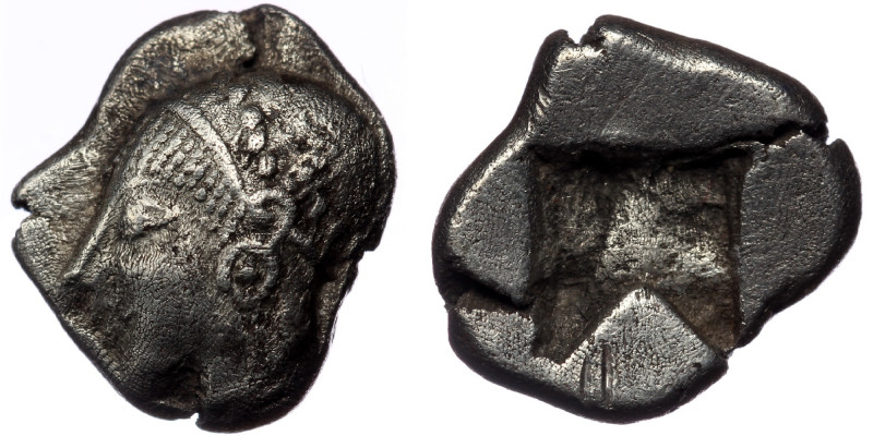 Ionia, Phokaia ( Silver. 1.28 g. 8 mm) AR Diobol. Late 6th Century BC.
Archaic h...