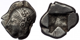 Ionia, Phokaia ( Silver. 1.28 g. 8 mm) AR Diobol. Late 6th Century BC.
Archaic head of Athena left
Rev: Four-part incuse punch.
SNG Copenhagen 389-94 ...