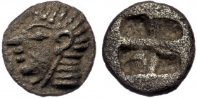 IONIA. Phokaia. ( Silver. 0.41 g. 8 mm) Circa 625/0-522 BC. Hemiobol.
Head of a nymph to left, wearing sakkos and circular earring. 
Rev. Quadripartit...